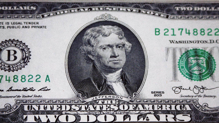 Thomas Jefferson on a two dollar bill